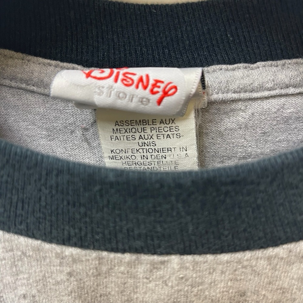 Vintage Disney Mickey Mouse Club Member Men's Medium Grey w/Black Ringer T-Shirt - Picture 4 of 9